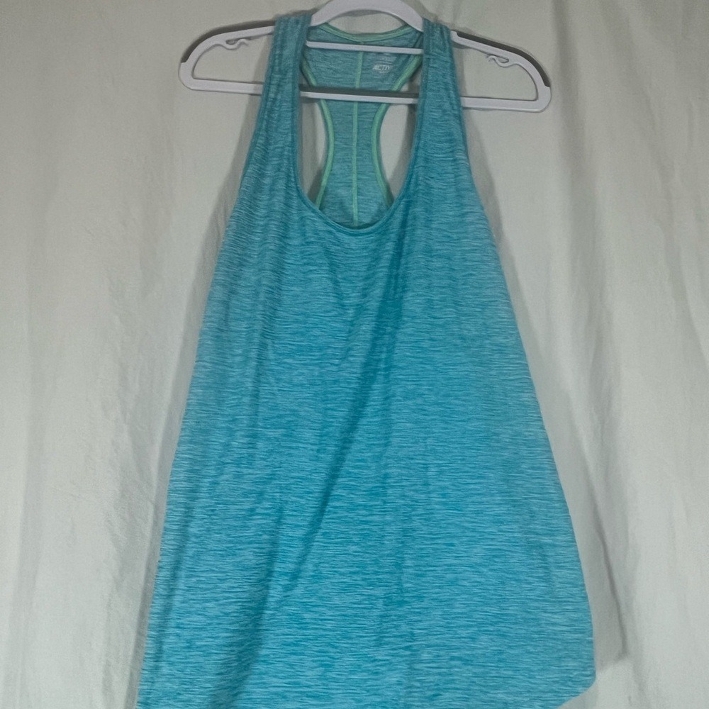 Old Navy Active Tank Top Womens XL Blue Green Space Dye Racerback Fitted Gym